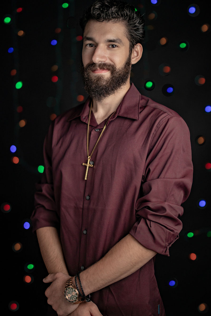 portrait of man with beard and watch in Medford studio