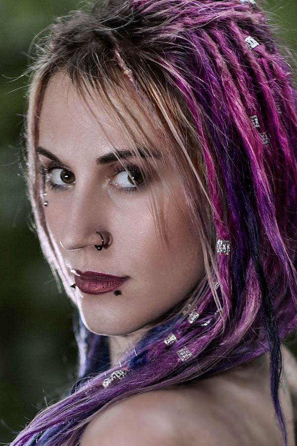 model with dreadlocks in Oregon vine maple tree grove