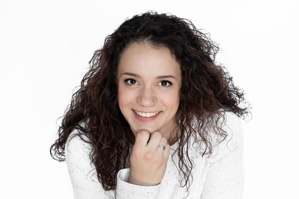 medford photography studio portrait high key woman wearing white