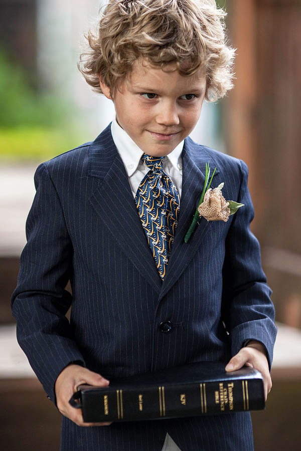 boy walking at north Oregon wedding ceremony