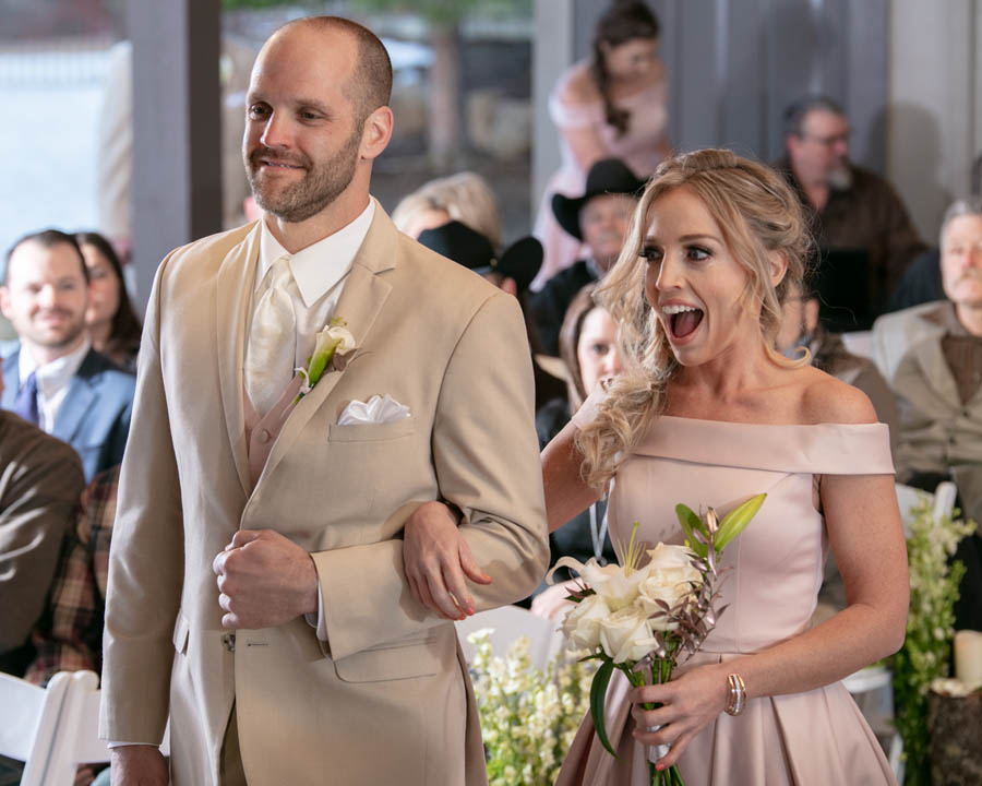 pavillion wedding ceremony with groomsmen and bridesmaid